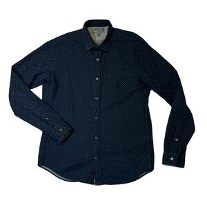 Vince mens M Medium blue circle print lightweight cotton button up casual shirt